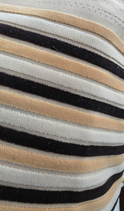 Kravet stripe Velvet/chenille upholstery fabric 54" wide , multicolor ,Brown,ivory, Beige.