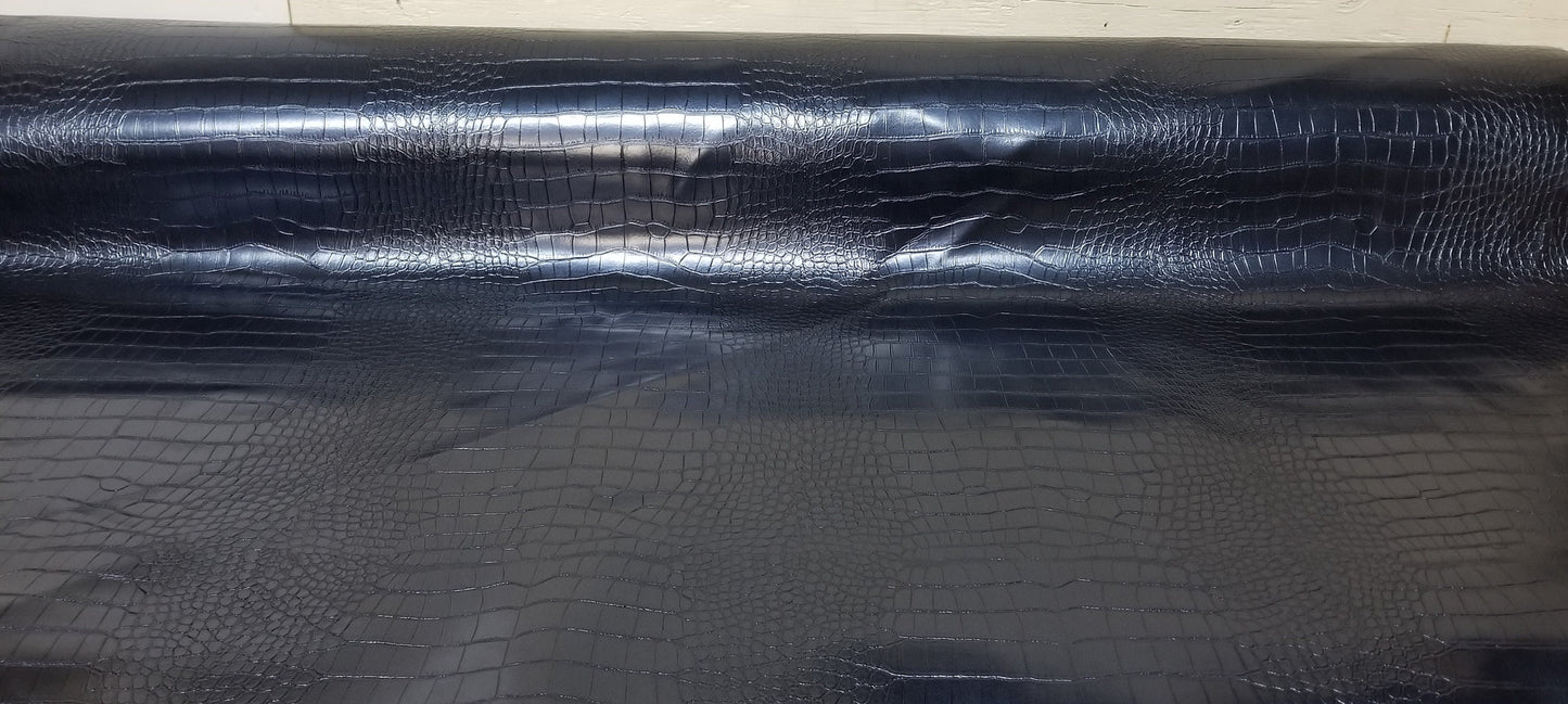 Faux Crocodile Skin Cobalt Upholstery Vinyl - By the Yard