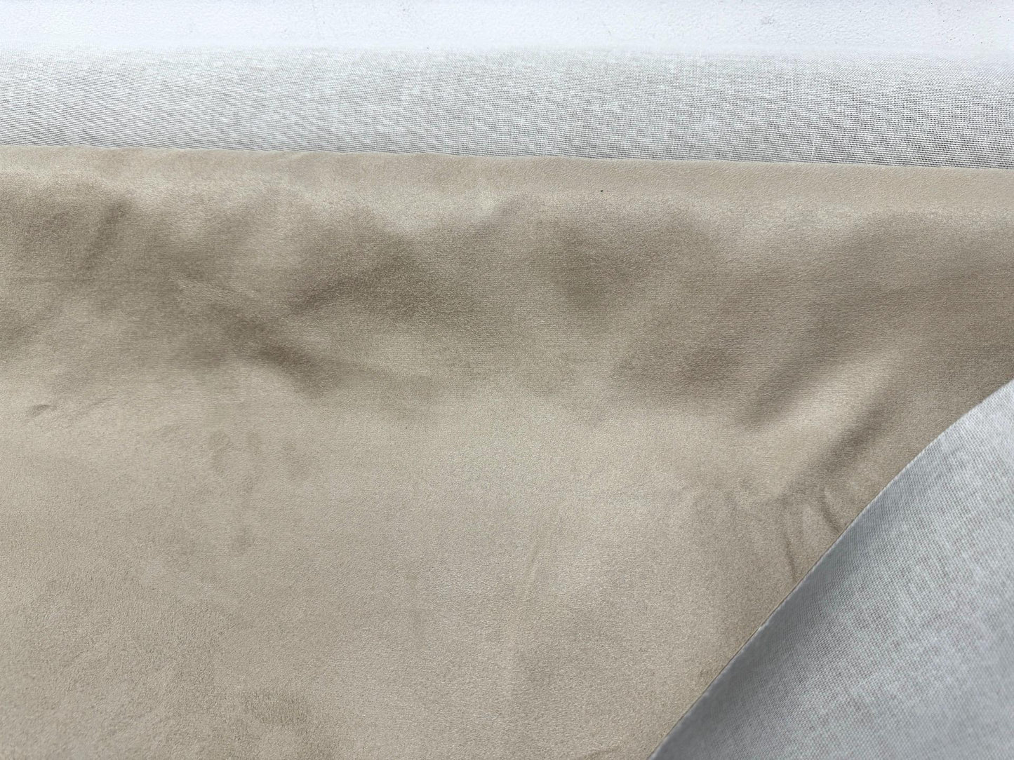 AD Fabric, Suede Microsuede Upholstery, OYSTER  Color, Microsuede Fabric w/Backing - by The Yard - 58" Sold by The Yard