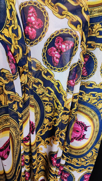 ad Power Mesh New Exotic butterfly design print on 4-way stretch mesh 58” Sold by the yard