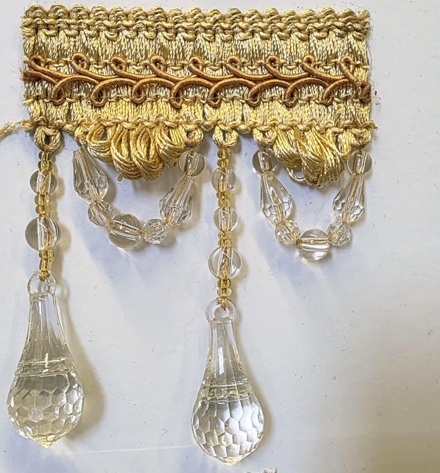 Beaded Trim Fringe 4'' L, W/Gimp Top Sold by The Yard - aqua blue Brand: ad fabric