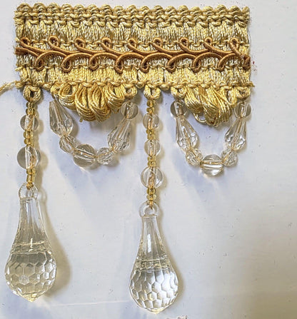 Beaded Trim Fringe 4'' L, W/Gimp Top Sold by The Yard - aqua blue Brand: ad fabric