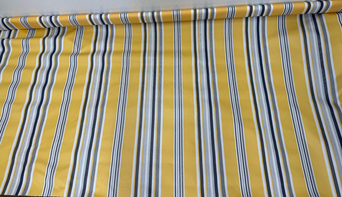 Waterproof Outdoor Canvas Patio Fabric, Multi Striped , Color: White, grey, Yellow Blue, 58 " wide, sold by yard