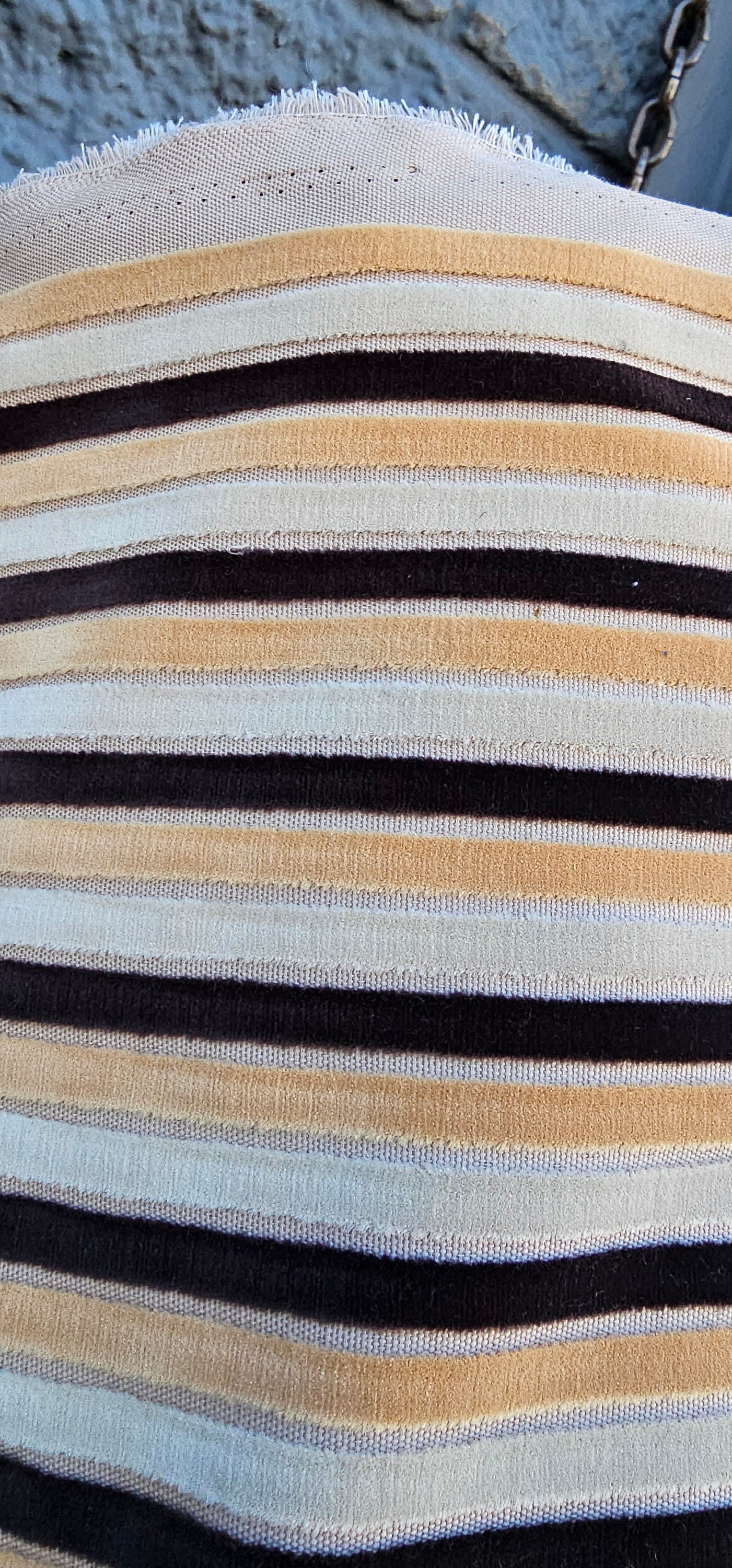 Kravet stripe Velvet/chenille upholstery fabric 54" wide , multicolor ,Brown,ivory, Beige.