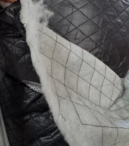 Polyester Quilted Padded Lining Fabric Black, 1" inche