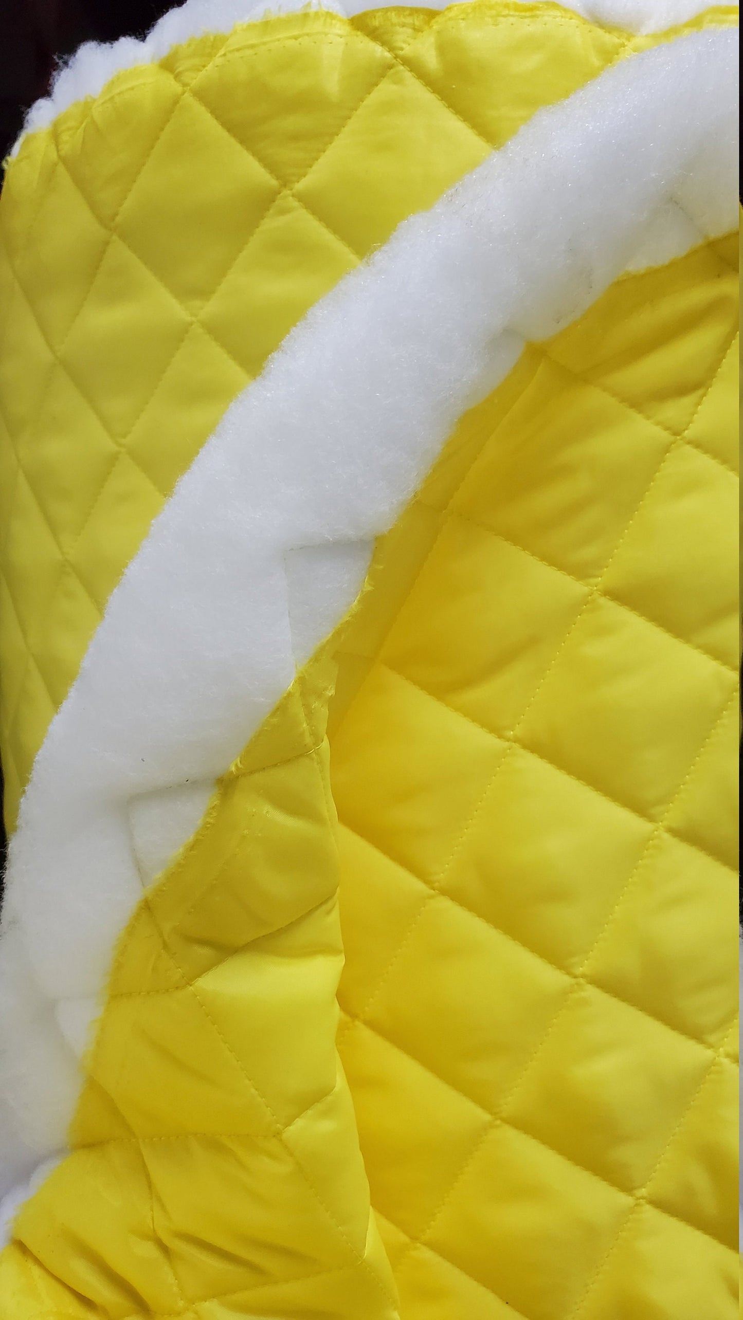 Quilted fabric, Polyester Quilted Padded Lining Fabric Yellow sold by yard, 60" wide