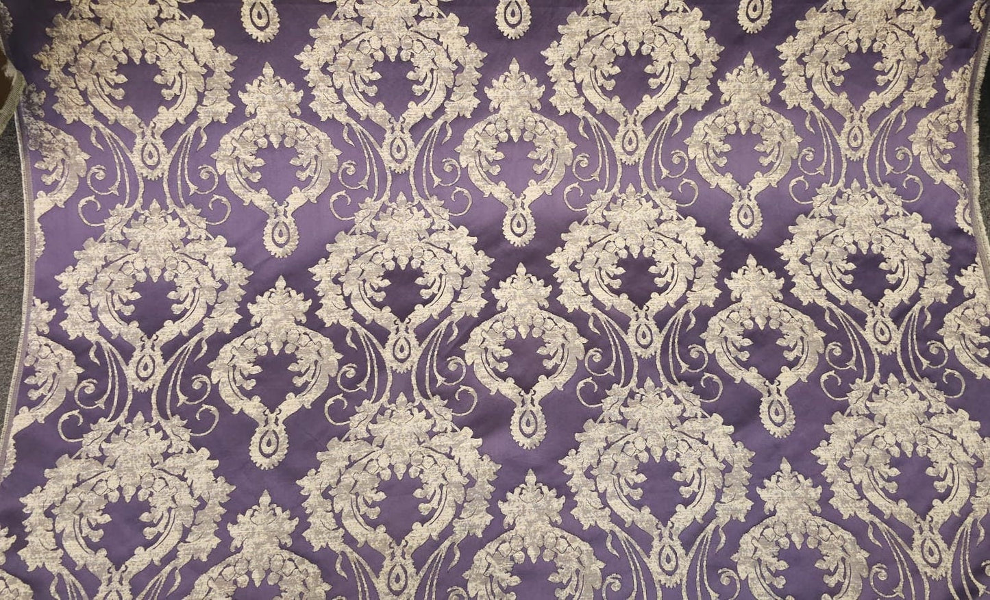 Damask Satin Drapery Upholstery Fabric - Purple, Jacquard Brocade, Luxury elegant victorya Classic Fabric 60" Wide,  Sold by Yard