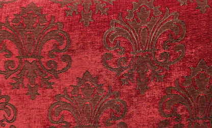 Chenille BAROQUE UPHOLSTERY Fabric Jacquard Damask, reversible, 54" wide ,color Rouge, sold by yard in continuous yards