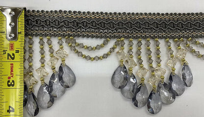 Beaded Trim Fringe 4'' L, W/Gimp Top Sold by The Yard - silver Brand: ad fabric