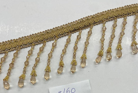 Braided Hanging Beads, Color Taupe/gold Tassel Trim Fringe Fabric Ribbon Trimming Handwork DIY Craft Sewing Accessory Lace for Decoration