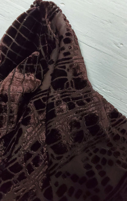 Geometric Laser Cut Abstract Burnout Luxury Brocade Velvet, brown color,  fabric 50" wide sold by yard