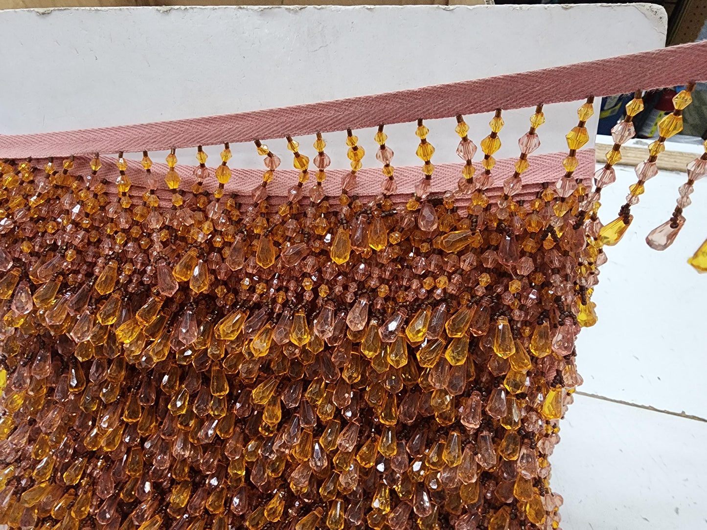 Braided Hanging Beads, Color honey/gold Tassel Trim Fringe Fabric Ribbon Trimming Handwork Craft Sewing Accessory