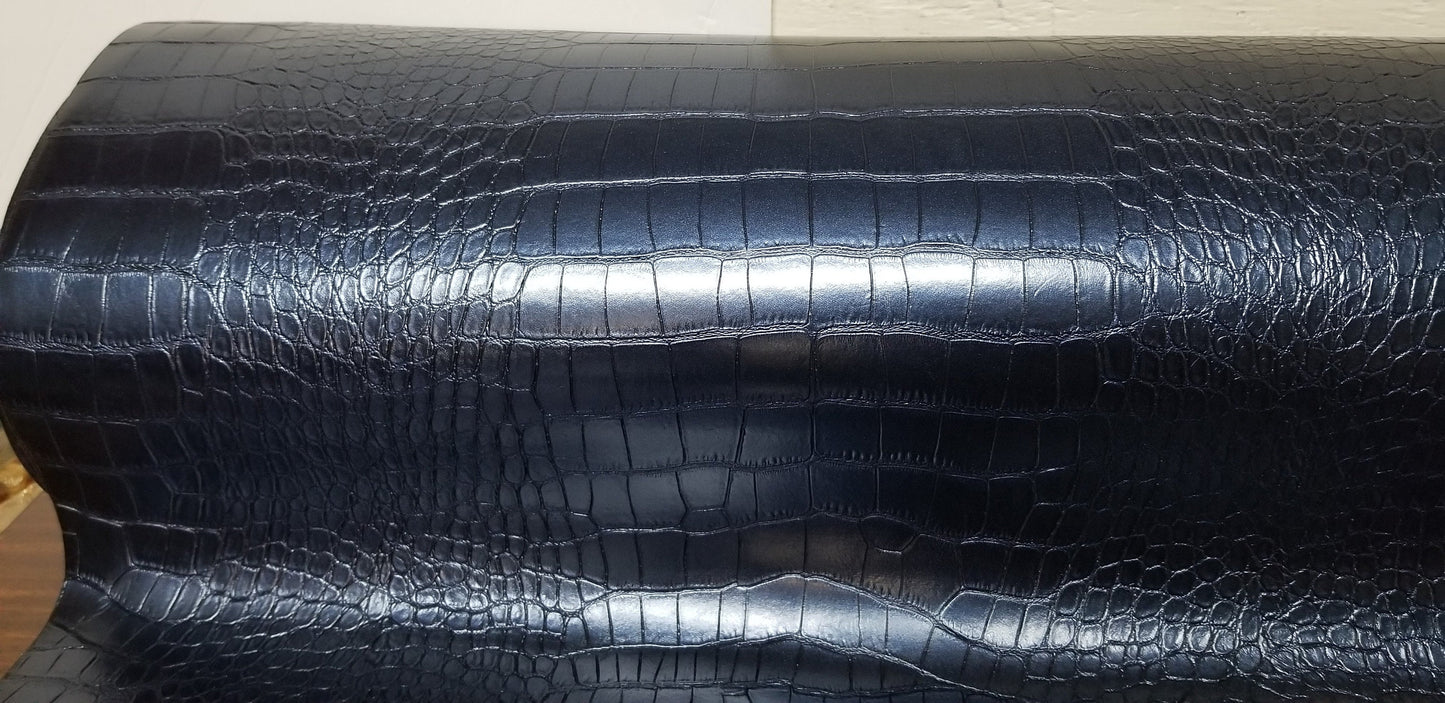 Faux Crocodile Skin Cobalt Upholstery Vinyl - By the Yard