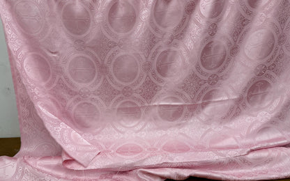 Liturgical Brocade,Church Gorgeous Cross Pink mate color Brocade Fabric , 54 wide, sold by yard