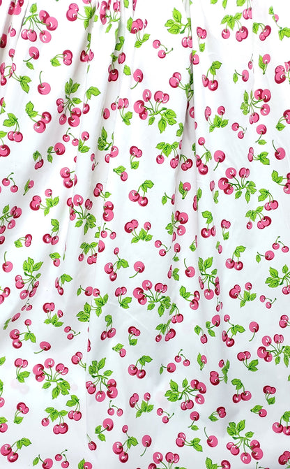 cotton fabric, Cherris print, yummy  cherries ,on white  fabric, 100% cotton  fabric, color multicolor, 58" wide, sold by yard