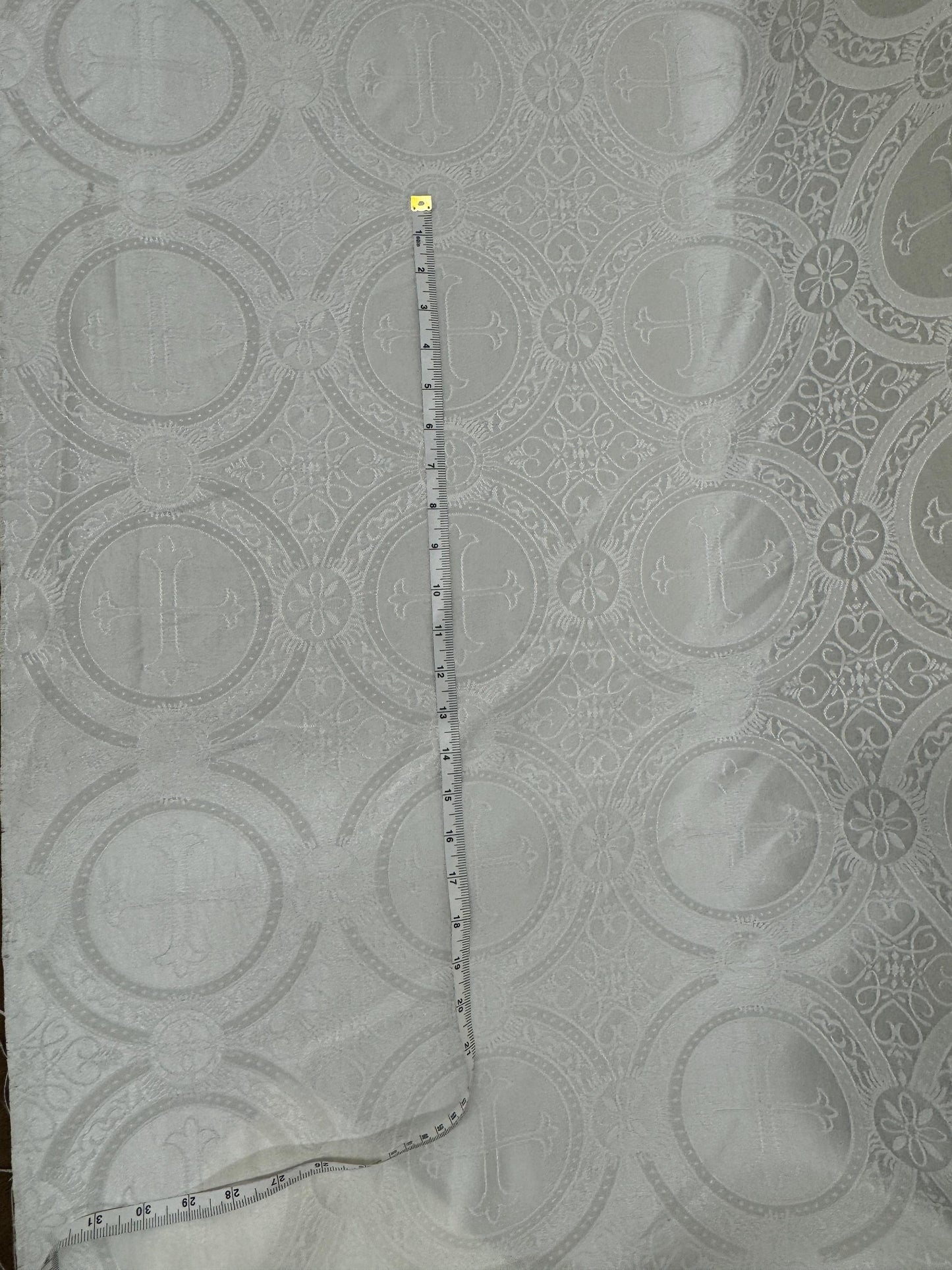 Liturgical Brocade,Church Gorgeous Cross acetate brocade Fabric Cross Brocade  Ivory  Matte 60" Wide