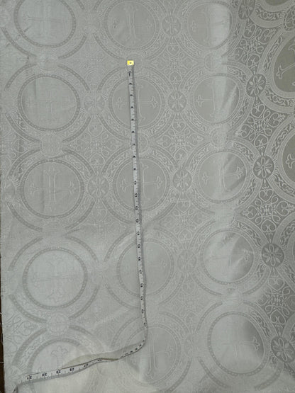 Liturgical Brocade,Church Gorgeous Cross acetate brocade Fabric Cross Brocade  Ivory  Matte 60" Wide