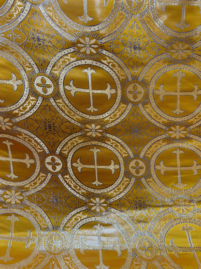Liturgical Brocade,Church Gorgeous Cross acetate brocade Fabric Cross Brocade Gold/Silver 52" Wide