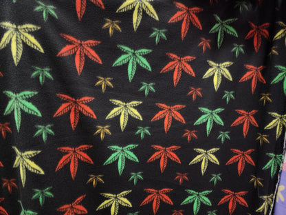 Polar Fleece multi color marijuana leaf  By The Yard 60" Wide fabric sold by yard