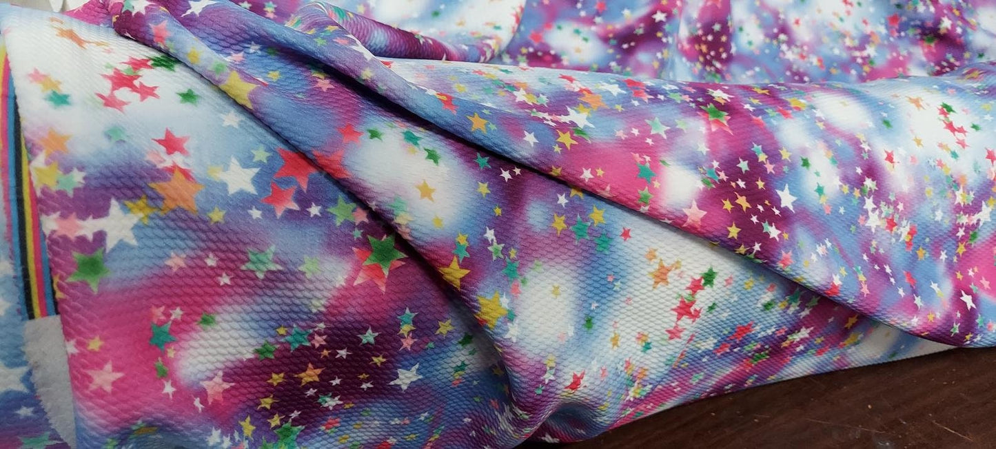 ad Liverpool Fabric 58 inches wide -mini stars Plush Unicorn colors sold by yard