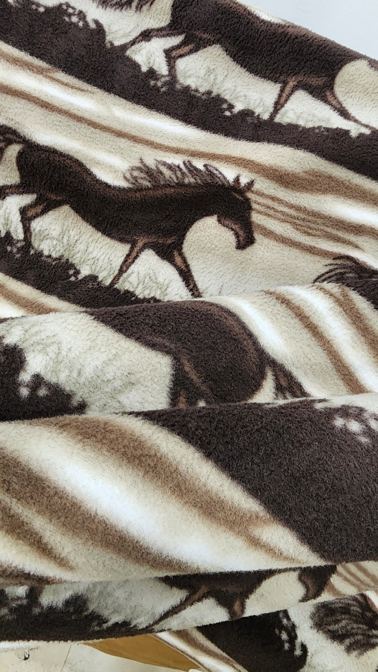 Ad Fabric,  Horse print,  Polar Fleece Fabric Prints Antipill Winter Fabric Wild Horses  Fleece Fabric / 60" Wide/Sold by The Yard