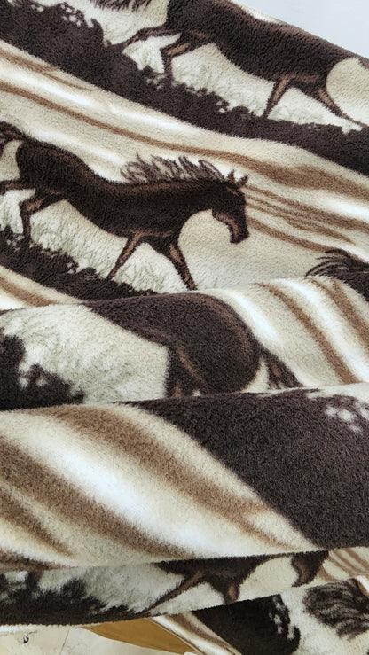 Ad Fabric,  Horse print,  Polar Fleece Fabric Prints Antipill Winter Fabric Wild Horses  Fleece Fabric / 60" Wide/Sold by The Yard