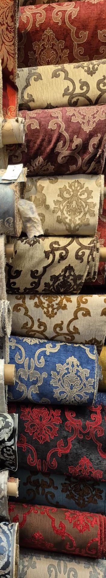 Chenille BAROQUE UPHOLSTERY Fabric Jacquard Damask, 58" wide ,color Blue sold by yard in continuous yards