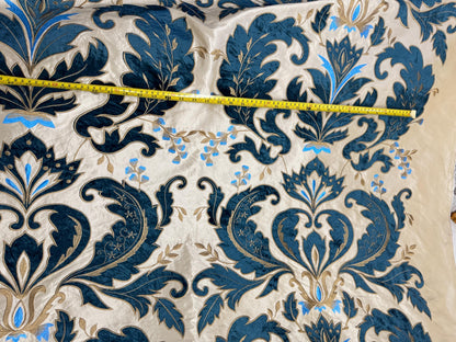 Taffeta  Faux Silk  Teal, Two Tone Embroidered  Taffeta Silk Like Fabric 58" Wide, sold by yard.