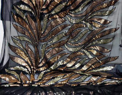 Mini Sequins,Glitters Multi Color Sequins , on BLACK Mesh Fabric by the Yard, 54" wide