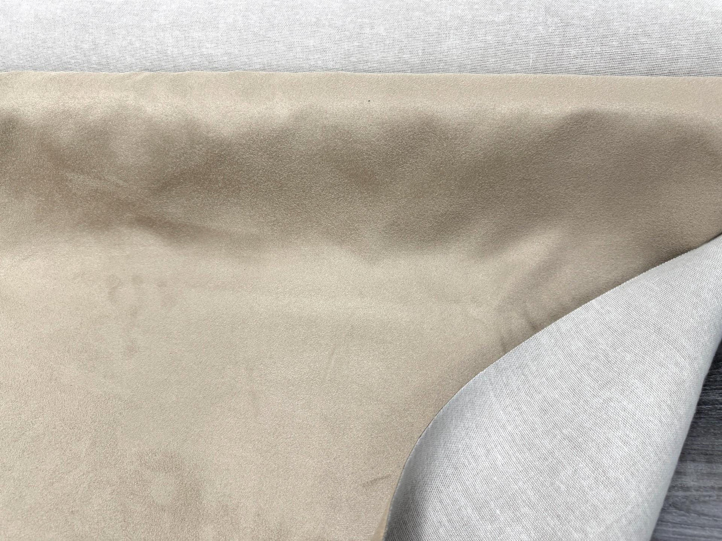 AD Fabric, Suede Microsuede Upholstery, OYSTER  Color, Microsuede Fabric w/Backing - by The Yard - 58" Sold by The Yard