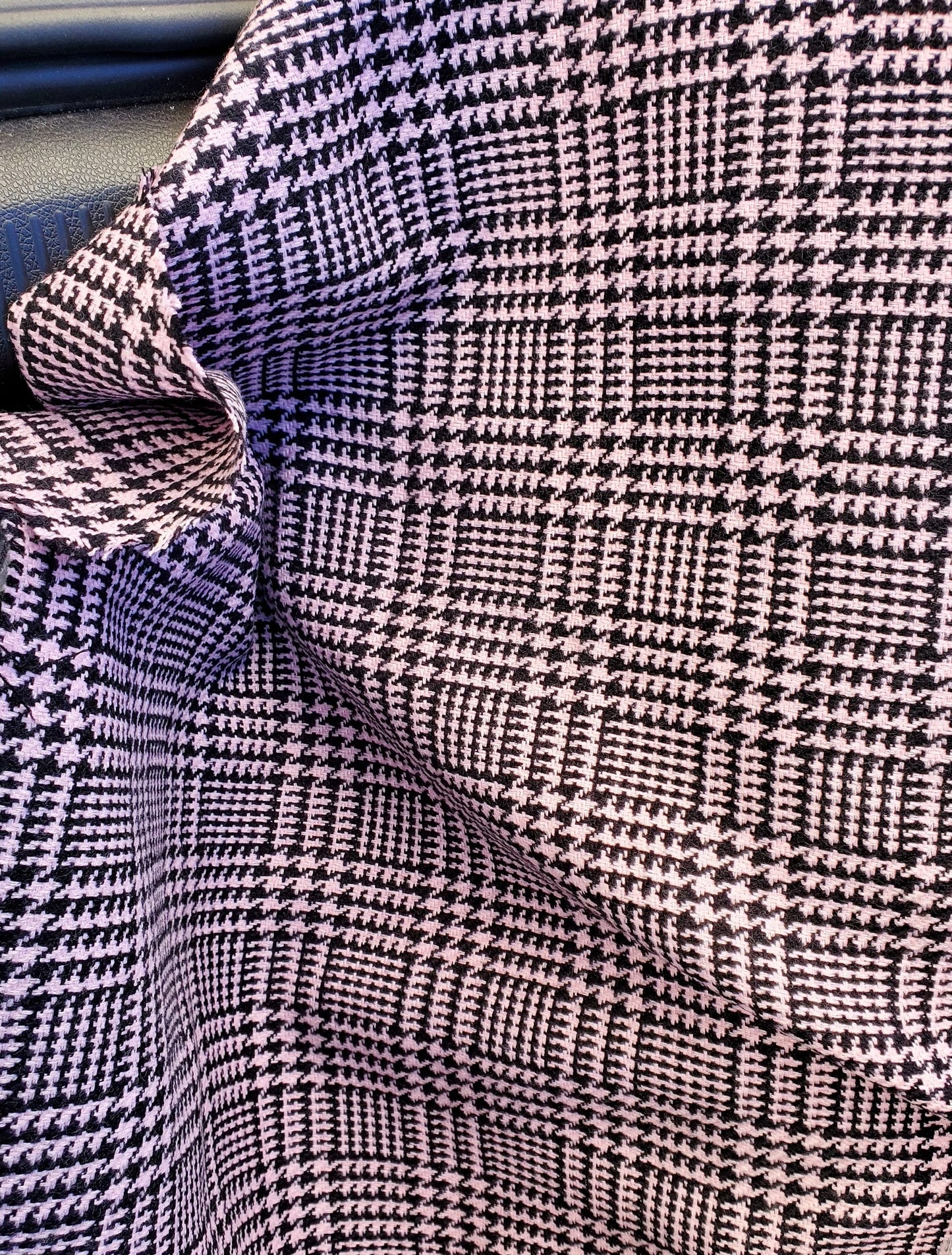 Houndstooth fabric, pink color, 58" wide, sold by yard