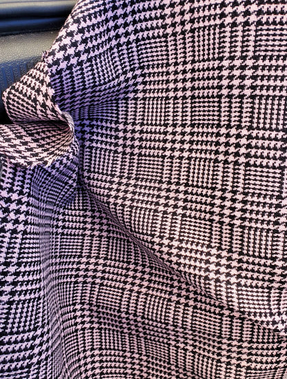 Houndstooth fabric, pink color, 58" wide, sold by yard