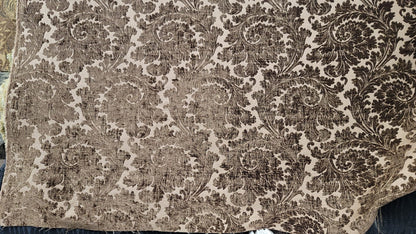 Tapestry chenille fabric Floral Leaf, upholstery fabric, Brown - 56" width - sold by yard in continuous yards