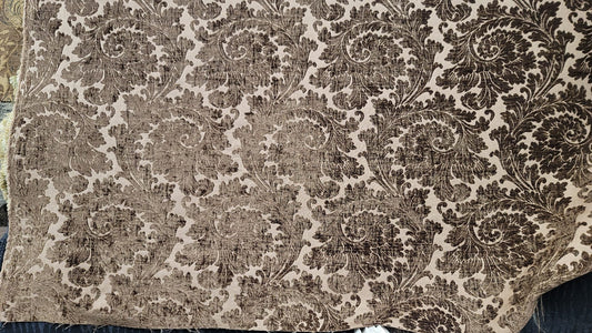 Tapestry chenille fabric Floral Leaf, upholstery fabric, Brown - 56" width - sold by yard in continuous yards