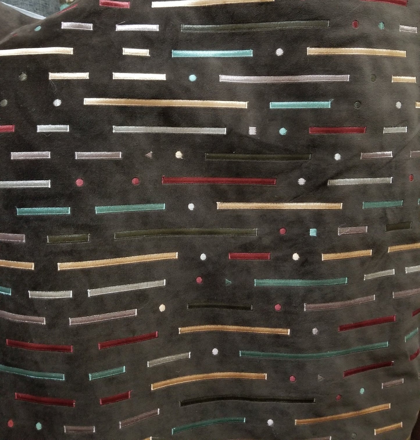 VELVET Brown fabric -painted striped  multicolor , upholstery fabric,  - 54" width - sold by yard