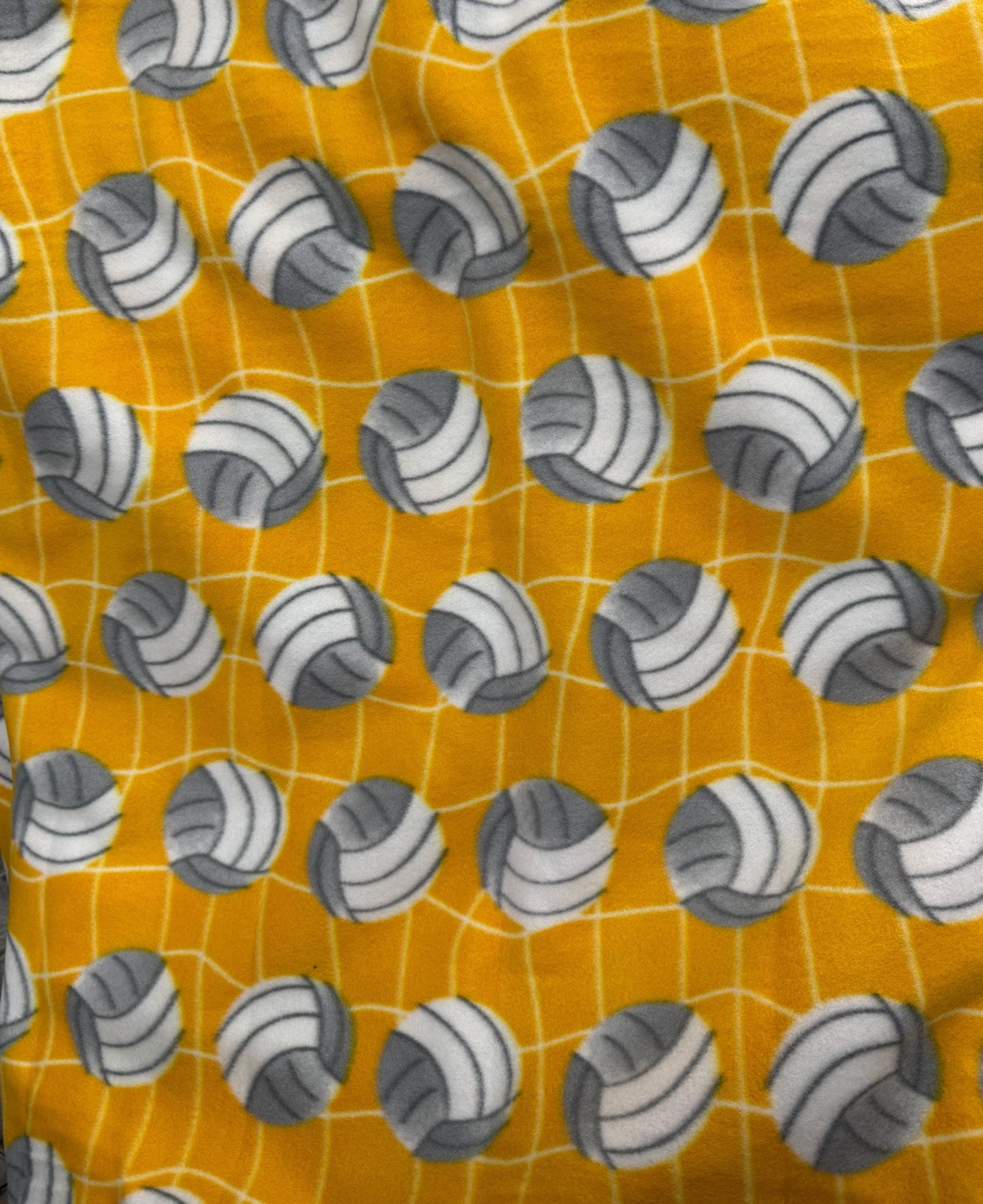 Yellow Volleyball Anti Pill Print Fleece Fabric 58 inches fabric sold by yard