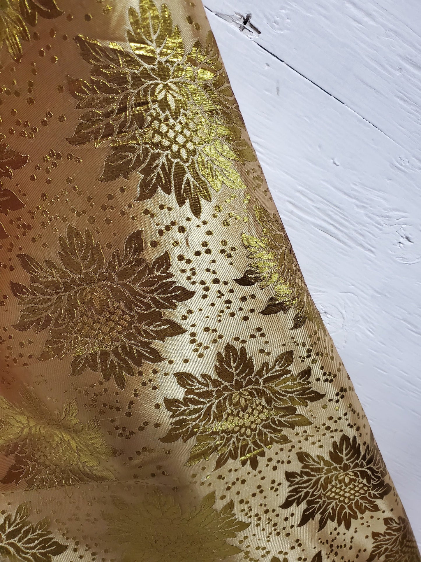 Floral Metallic Brocade, Burgundy/ Gold,  Fabric, 58" wide, sold by yard in continuous yards