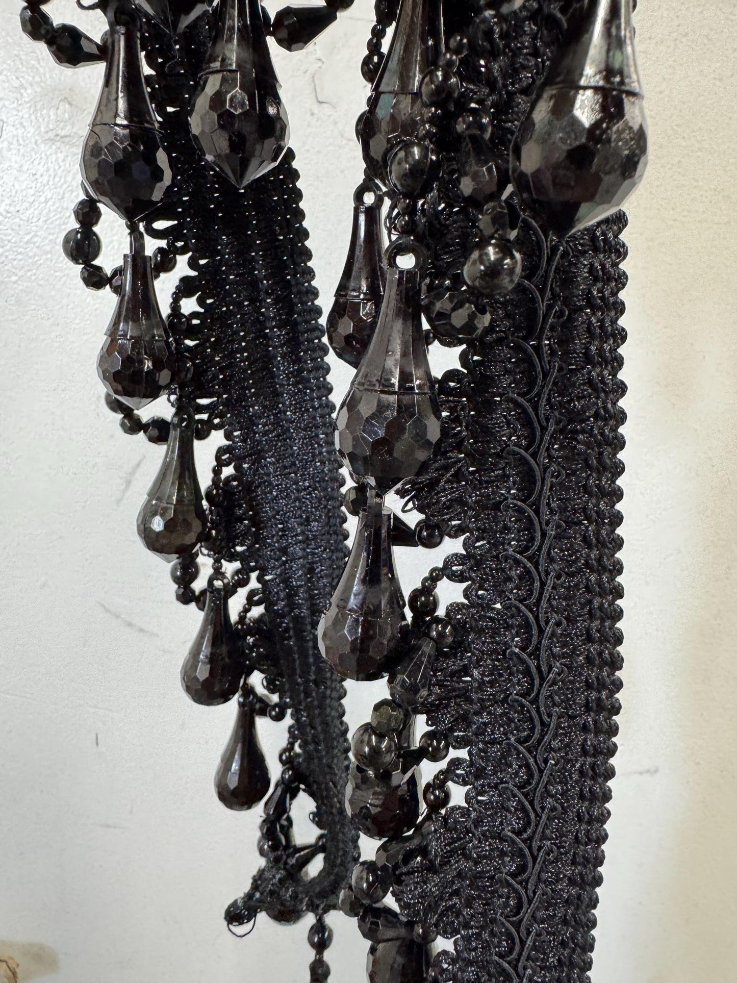 Beaded Trim Fringe 4'' L, W/Gimp Top Sold by The Yard - Black  , Brand: ad fabric