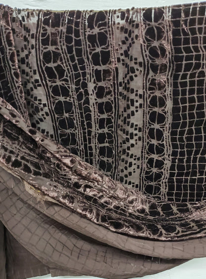 Geometric Laser Cut Abstract Burnout Luxury Brocade Velvet, brown color,  fabric 50" wide sold by yard