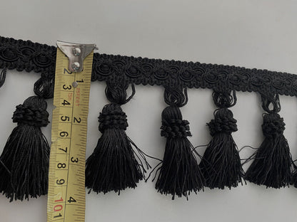 Black 3.75" Tassel Fringe Trim By The Yard  Trimming Handwork DIY Craft Sewing Accessory Lace for Decoration