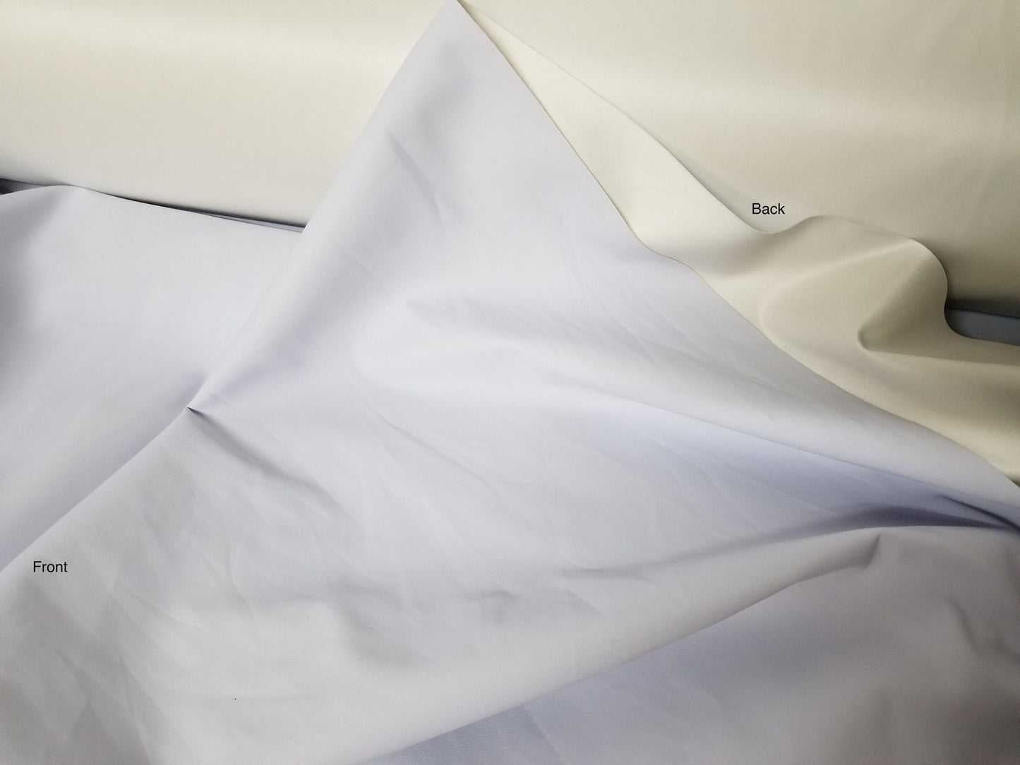 Faux Vinyl Leather White 2 Way Stretch Vinyl Clothing Fabric , Snow White Faux