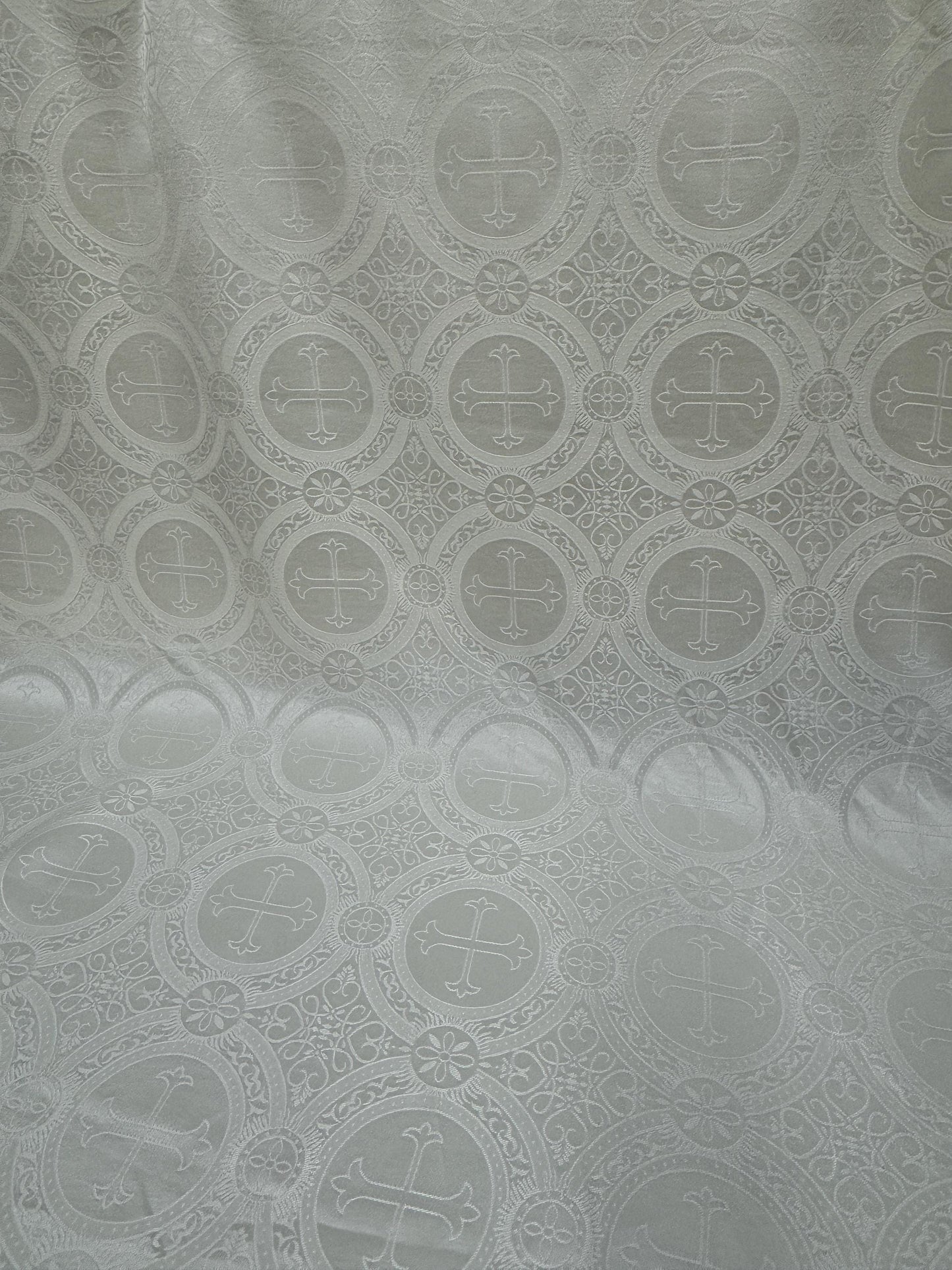 Liturgical Brocade,Church Gorgeous Cross acetate brocade Fabric Cross Brocade  Ivory  Matte 60" Wide