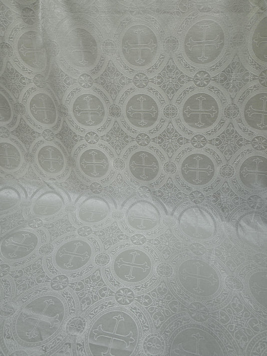 Liturgical Brocade,Church Gorgeous Cross acetate brocade Fabric Cross Brocade  Ivory  Matte 60" Wide