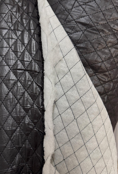 Polyester Quilted Padded Lining Fabric Black, 1" inche