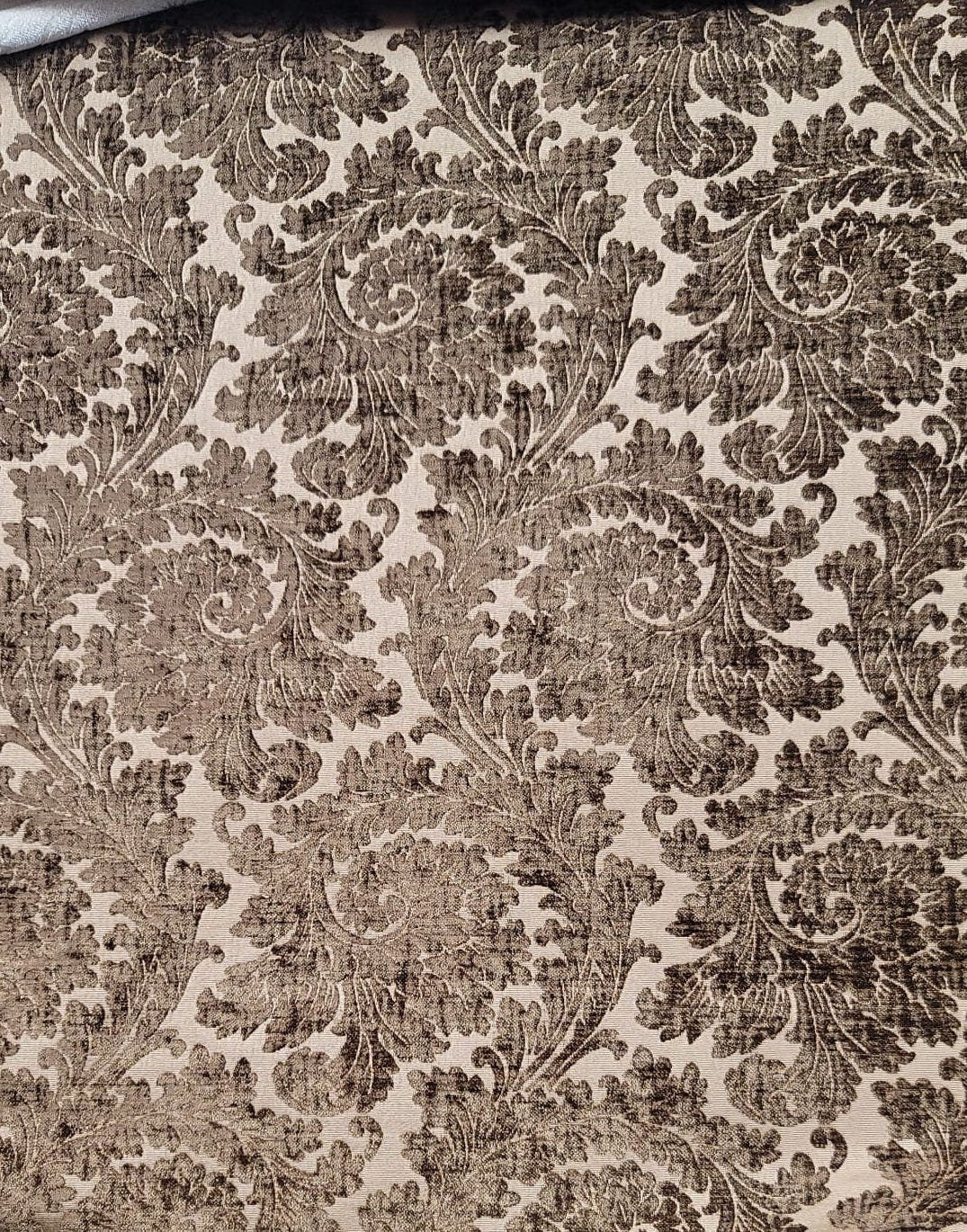 Tapestry chenille fabric Floral Leaf, upholstery fabric, Brown - 56" width - sold by yard in continuous yards