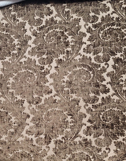 Tapestry chenille fabric Floral Leaf, upholstery fabric, Brown - 56" width - sold by yard in continuous yards