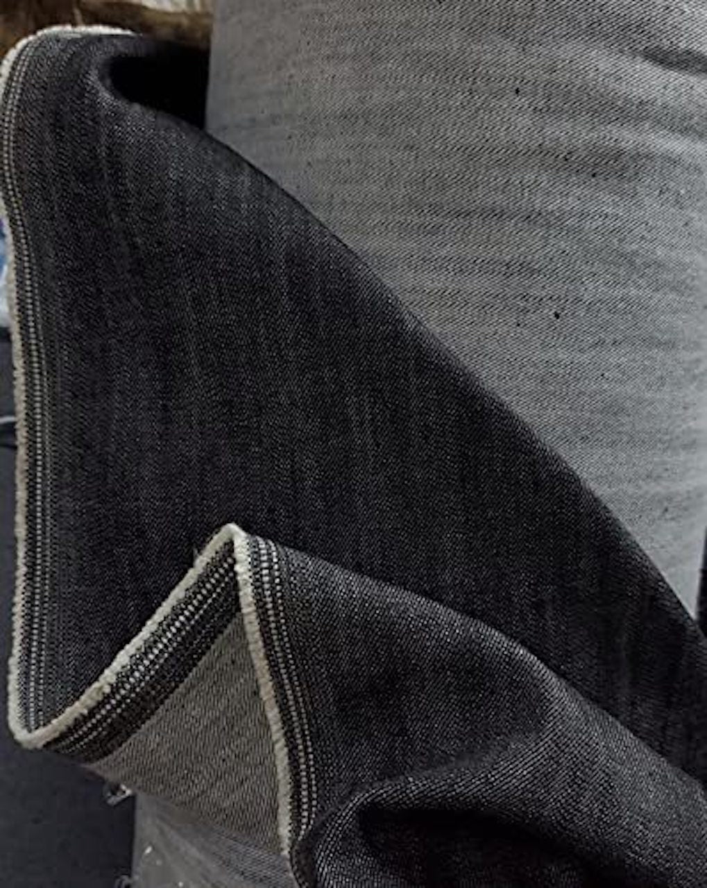 Black Gray Denim Fabric Cotton 60" Width 10 0z, Made in Japan
