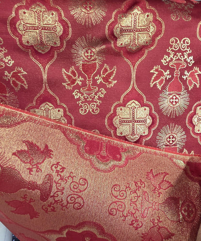 Liturgical Brocade,Church Gorgeous Cross acetate brocade Fabric Cross Brocade Red/ Gold 58" Wide