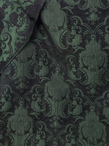 Chenille BAROQUE UPHOLSTERY Fabric Jacquard Damask, 58" wide ,color Black/Green , sold by yard in continuous yards