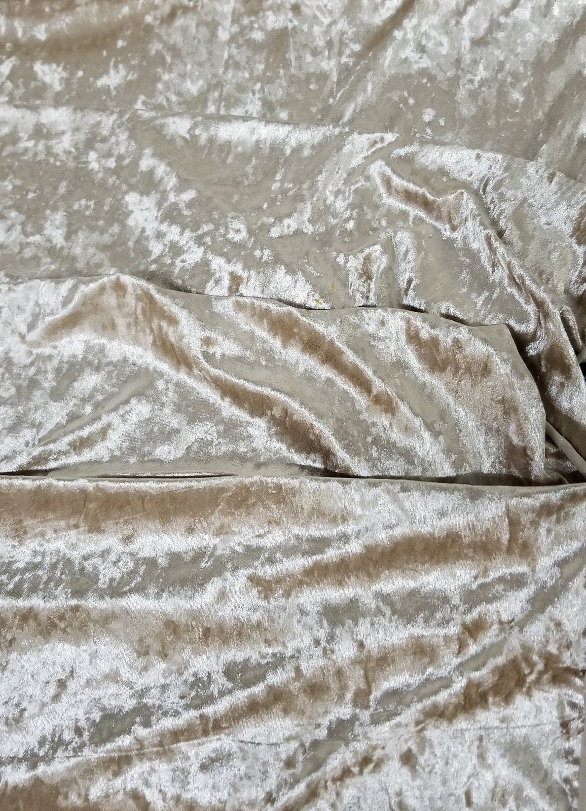 Champagne Wrinkle Mechanical Stretch Polyester Panne Velvet Fabric by the Yard